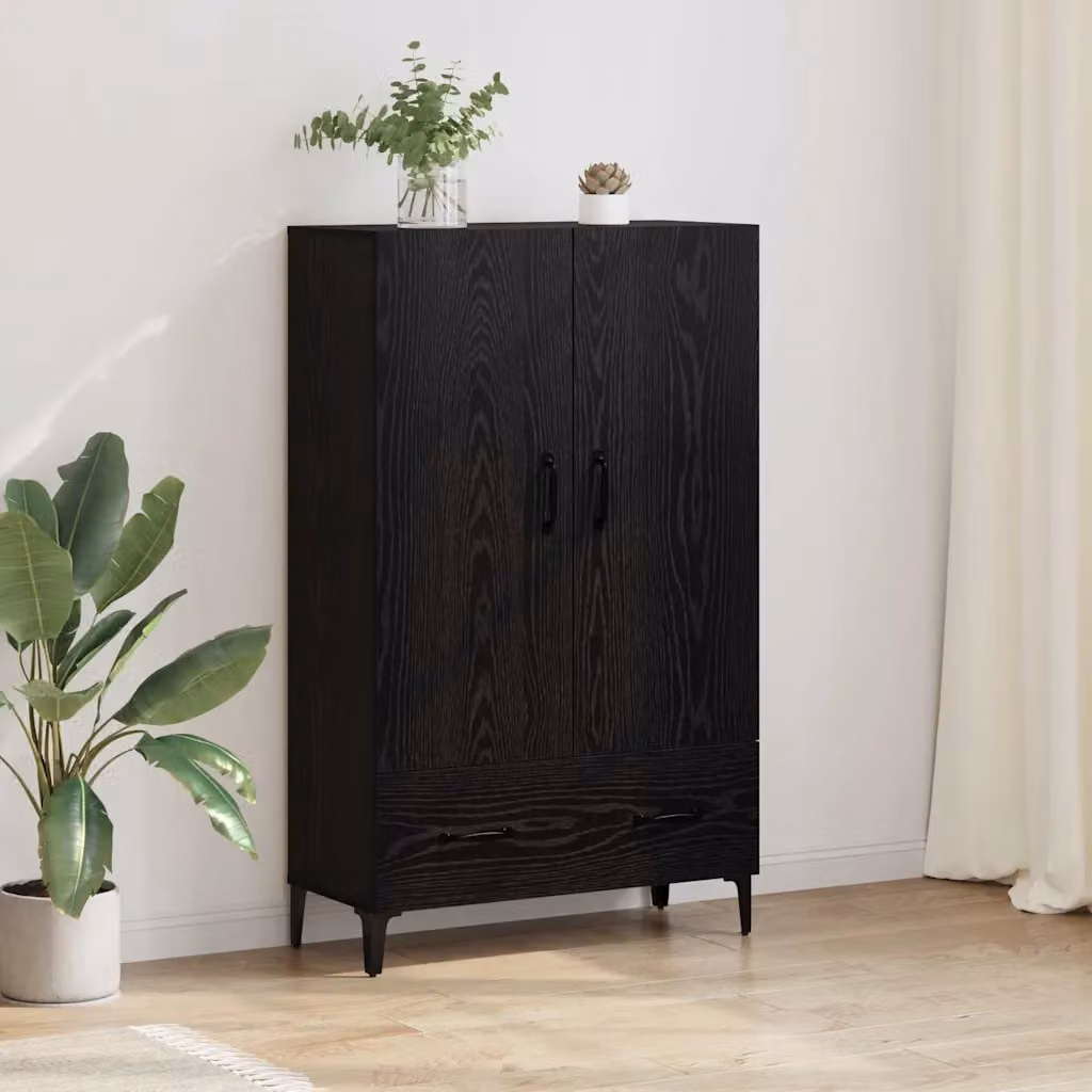 Credenza moderna vidaXL con cassetti e ante in nero, L: 70 cm, P: 31 cm, H: 115 cm