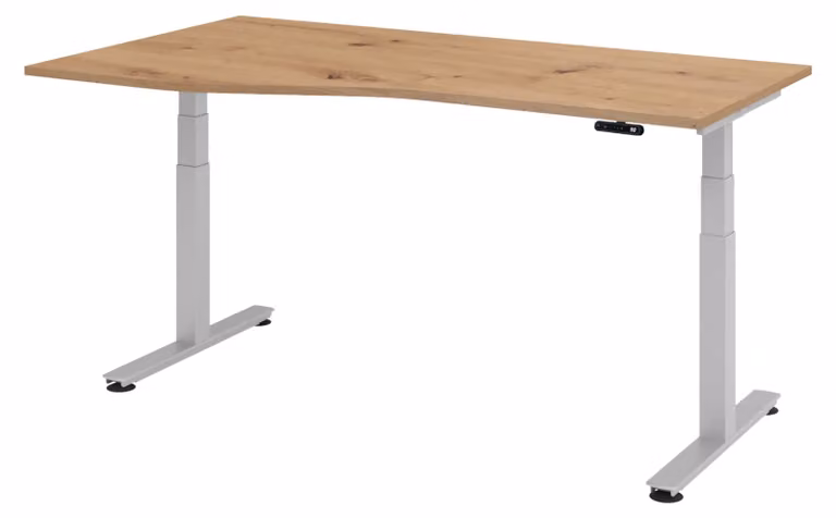 Scrivania elettrica bümö XDSM - Struttura: argento, finitura: rovere nodoso, dimensioni: 180 x 100 cm