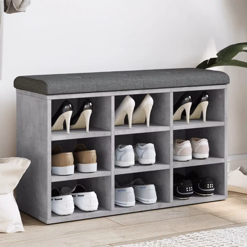 vidaXL Scarpiera Panca Moderna Grigia in Legno e MDF L: 82 cm, P: 32 cm, H: 50 cm