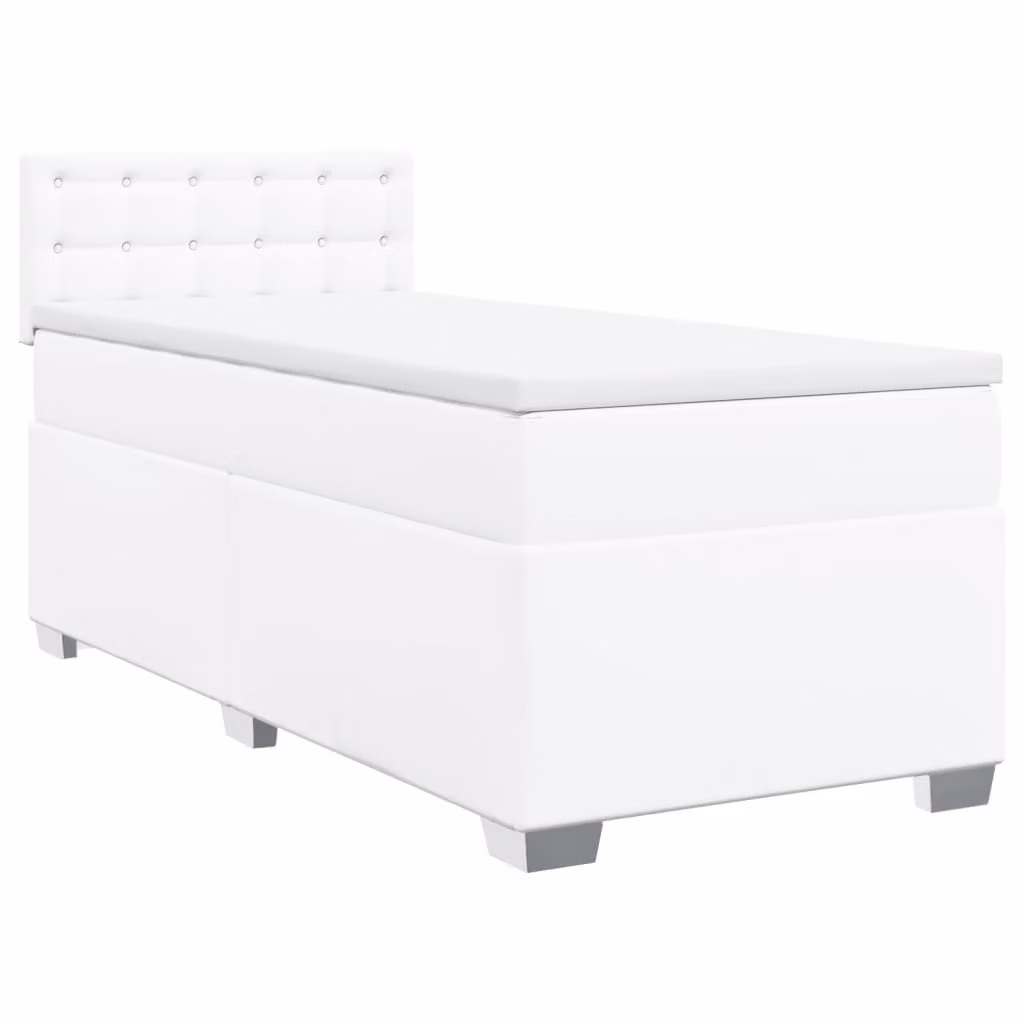 Giroletto a Molle con Materasso Bianco 90x200 cm in Pelle finta