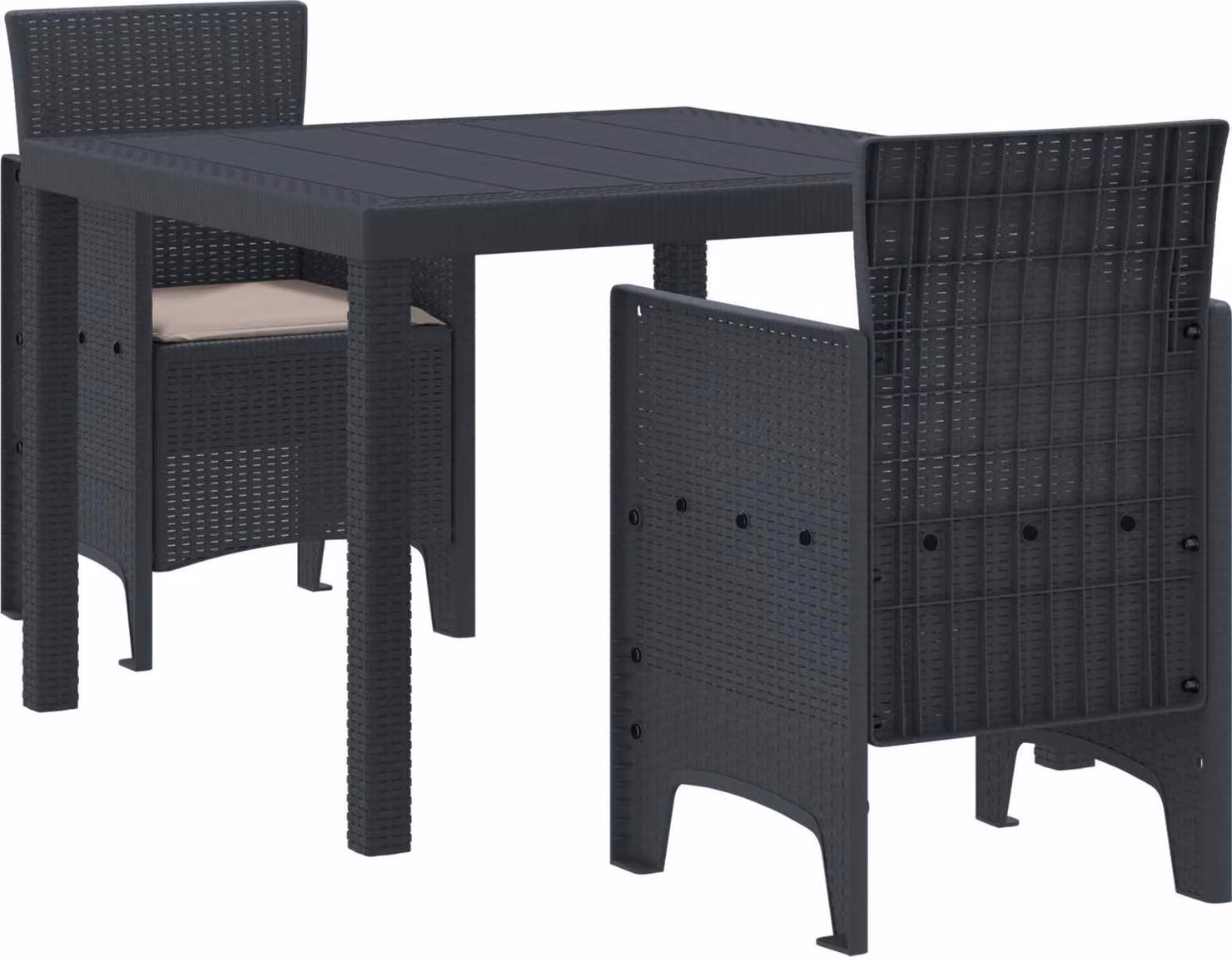 Set da Pranzo per Giardino 3 pcs Antracite Polipropilene