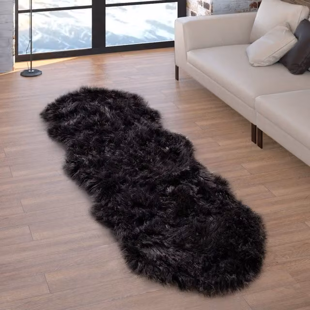 Tappeto a pelo alto Playara nero a forma di cuore L: 80 cm, P: 75 cm