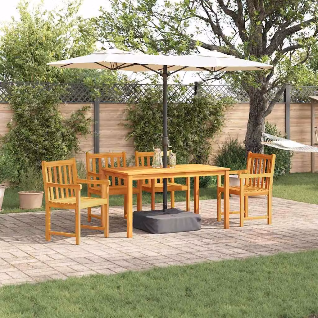 Maison Exclusive - Set da pranzo per esterno, 5 pezzi, legno massello di acacia, color marrone