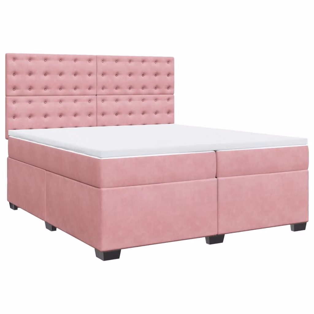 Giroletto a Molle con Materasso Rosa 200x200 cm in Velluto