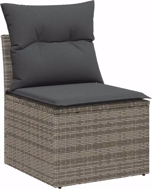 Set Divano da Giardino con cuscino 5 pz | Set Salotto da Giardino Grigio polyrattan