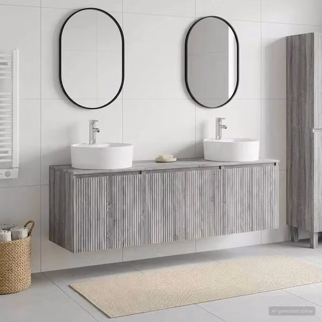 Set di Armadi da Bagno 3 pz Sonoma grigio 161,5 x 44,5 x 82 cm