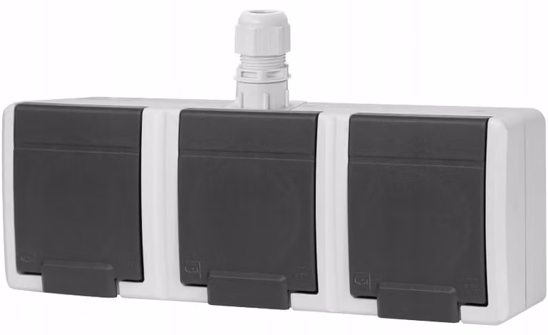 Elektro-Plast | Presa 3 Posti 5043-65 - Grigia - IP65 - Impermeabile - Sicura E Funzionale