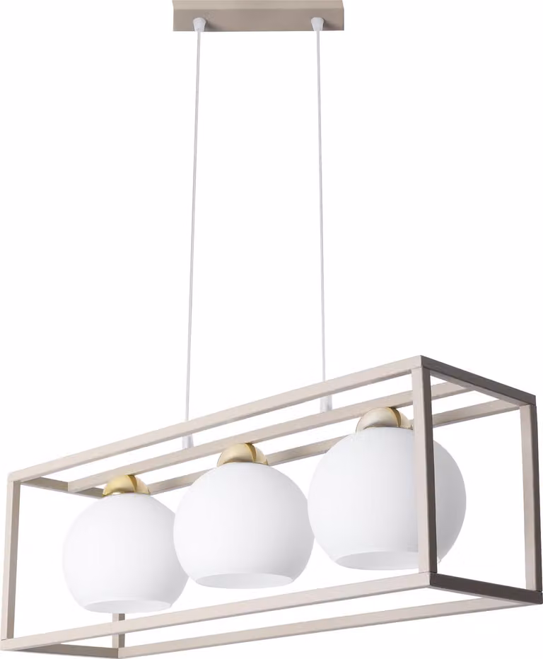 Lampada a sospensione Eliza Cage cashmere-oro a 3 luci con paralumi bianchi E27 – elegante lampada a sospensione per il soggiorno
