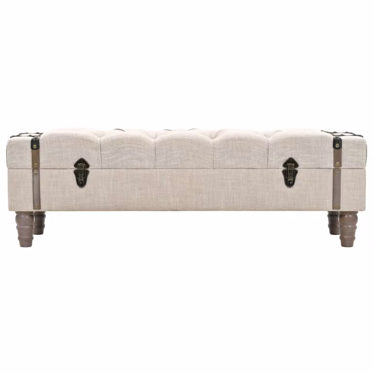 Cassapanca in Legno Massello e Acciaio 111x34x37 cm