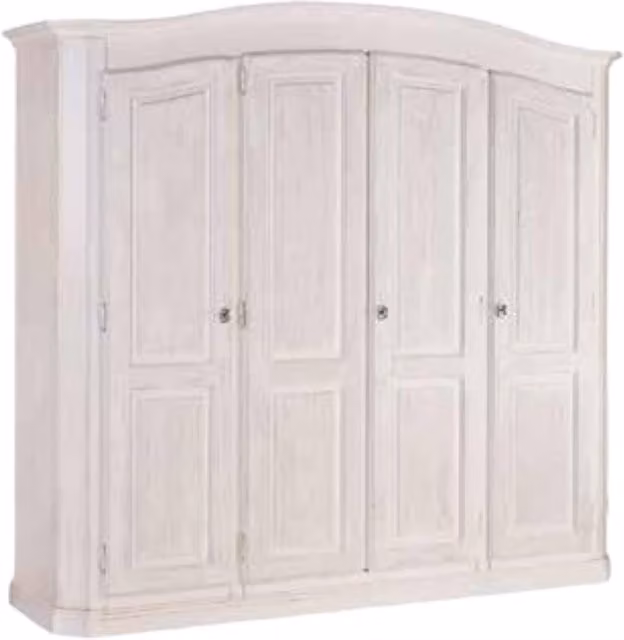 Armadio shabby chic a 4 ante in legno bianco spazzolato Mobili 2G L/P/H: 231 x 63 x 219 cm