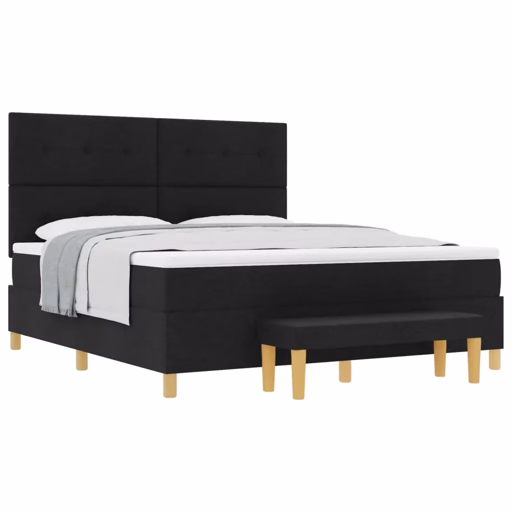 Letto a molle con materasso vidaXL Nero in Tessuto L: 180 cm, P: 200 cm – 2