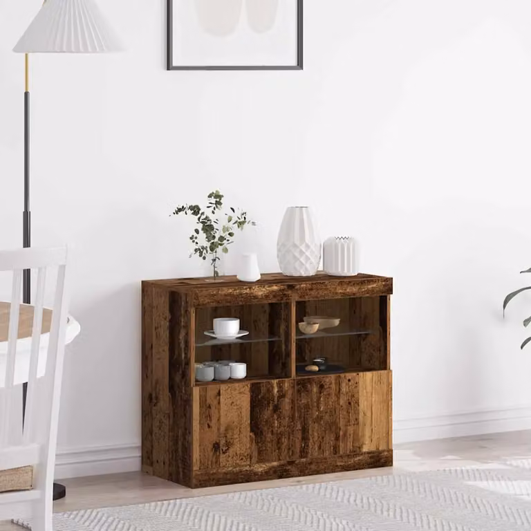 Madia moderna vidaXL con illuminazione LED in legno ingegnerizzato marrone L: 81 cm, P: 37 cm, H: 66,5 cm