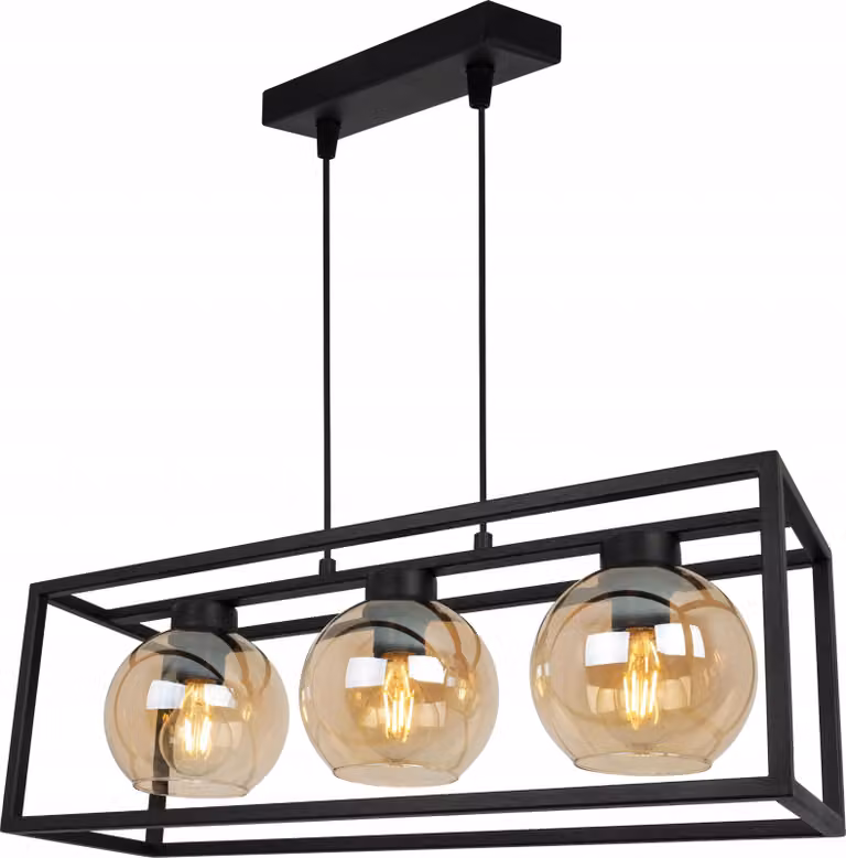 Haga Cage lampada a sospensione - Lampada da soffitto per soggiorno, camera da letto e sala da pranzo - Lampada a sospensione in metallo e vetro - E27 - Miele - 3 luci