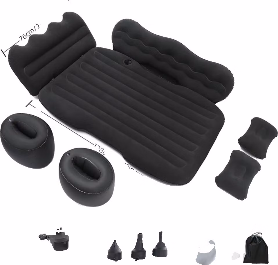 Materassino gonfiabile da viaggio, pompa ad aria integrata, design portatile, colore nero