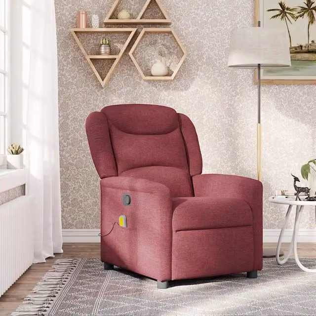 Poltrona Reclinabile Relax vidaXL in Tessuto Rosso con Braccioli e Regolazione Manuale