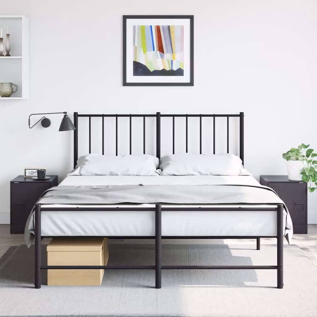 Set di 2 comodini vidaXL neri in metallo L/P/H: 34,5 x 39 x 44 cm