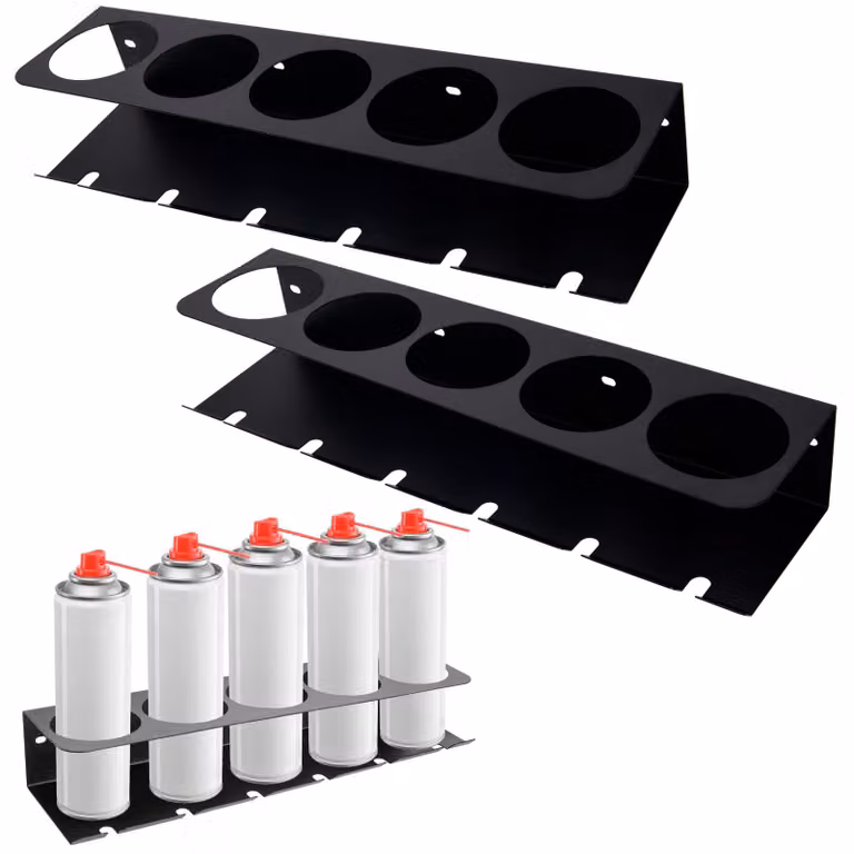 Supporto per flaconi spray, mensola a parete con 5 fori e 6 fessure, colore nero