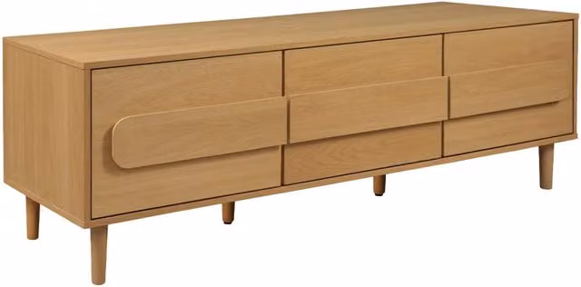 Mobile TV Sweeek in stile vintage con effetto legno marrone e 3 ante, L: 150 cm, P: 45 cm, H: 52 cm – 1