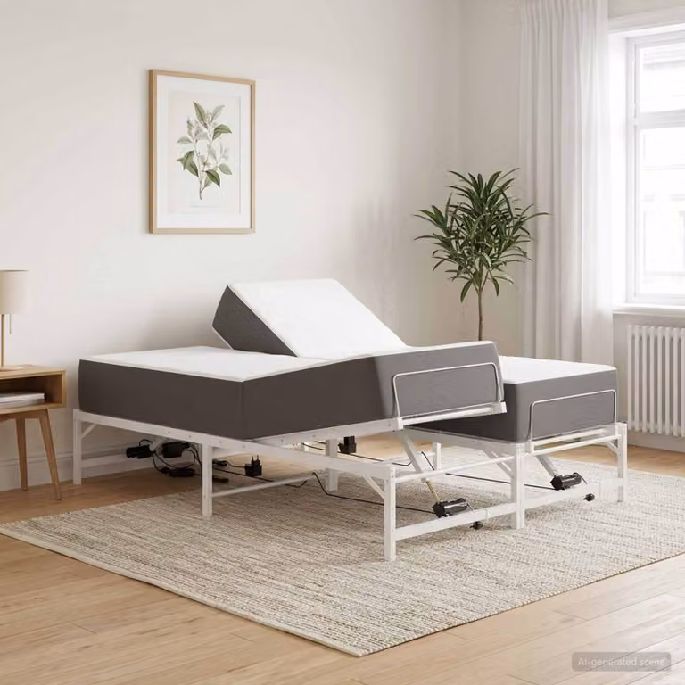 vidaXL Telaio Letto Elettrico Regolabile in Metallo Bianco L: 137 cm, P: 190 cm