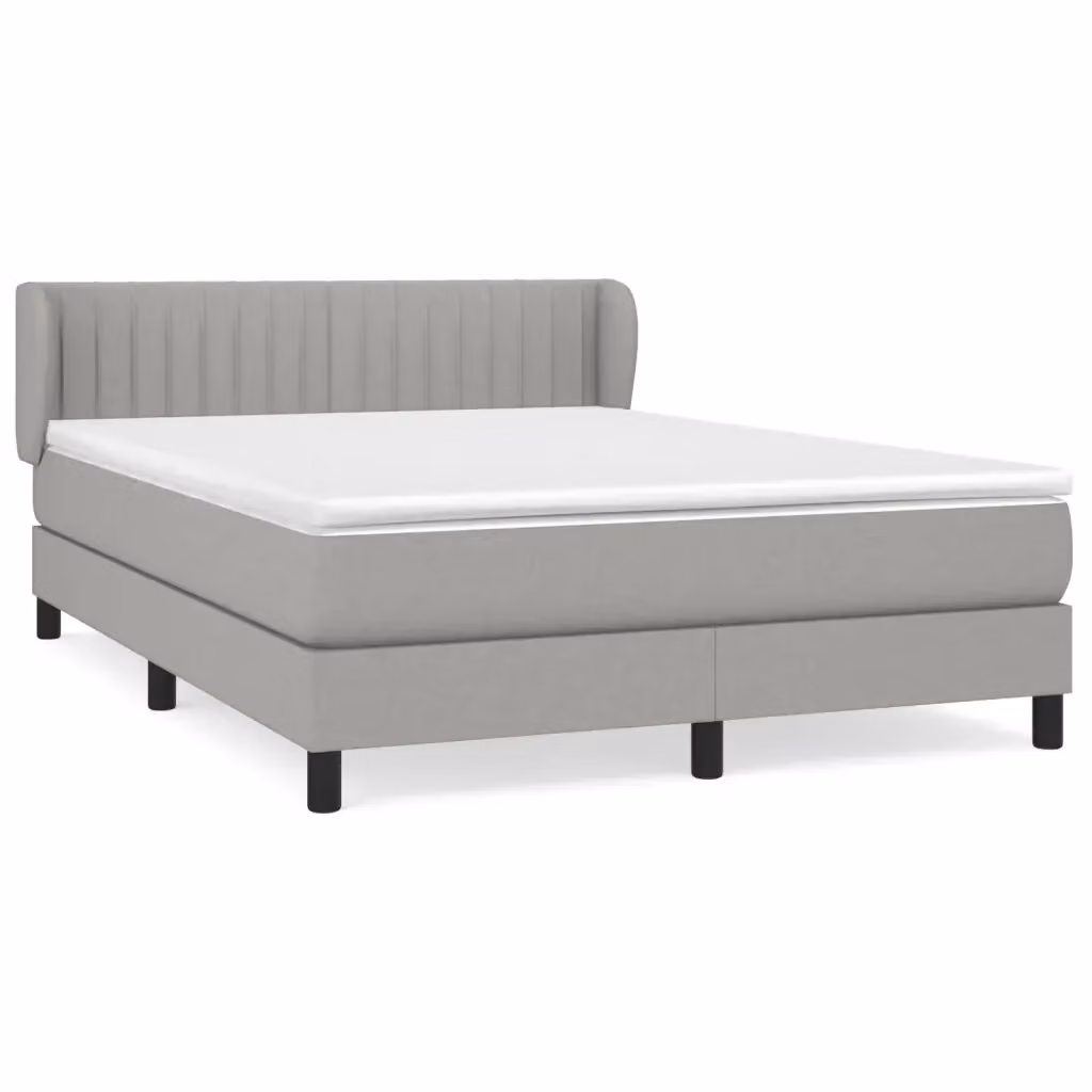 vidaXL Giroletto a Molle con Materasso Ibrido in Tessuto Grigio e Bianco L/P/H: 190 x 140 x 88 cm – 2