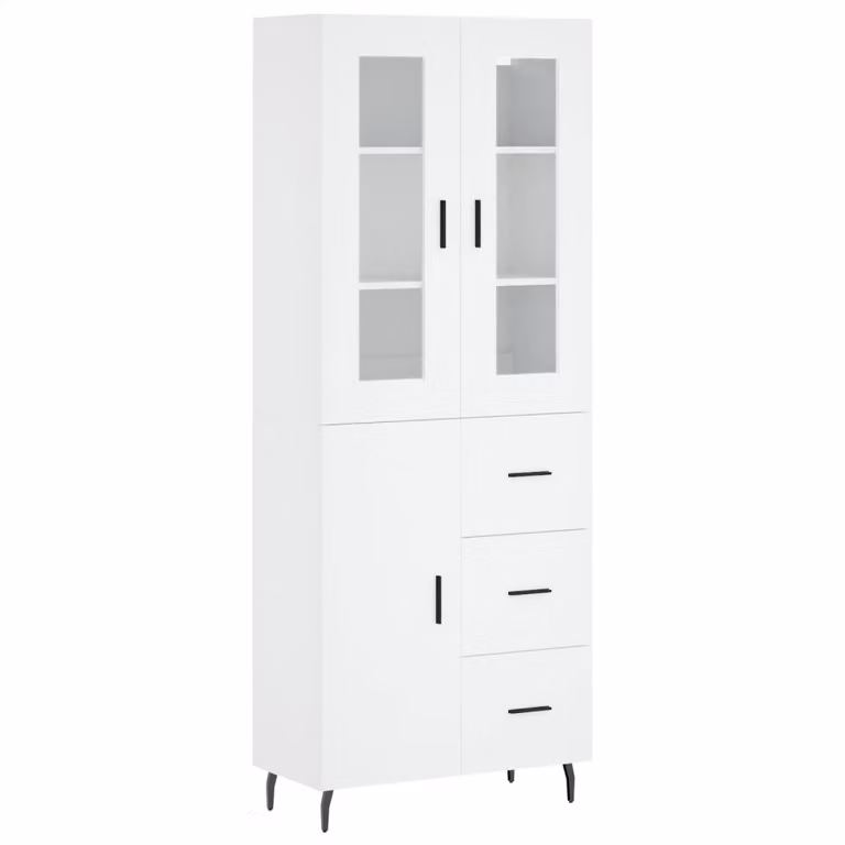 Credenza Bianca 69,5x34x180 cm in Legno Multistrato