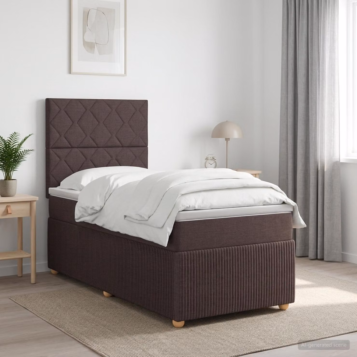 vidaXL Letto box spring con materasso a molle insacchettate, Marrone e Bianco, L/P/H: 100 x 200 x 76,5 cm