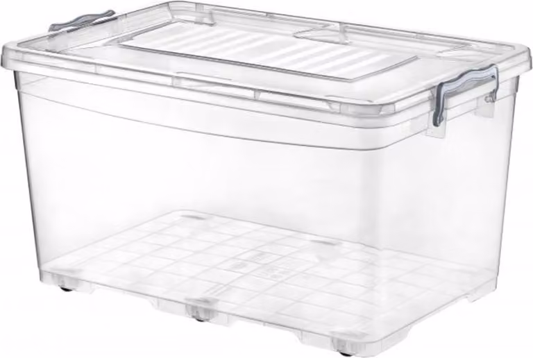 Contenitore di stoccaggio Scatola trasparente Scatola di plastica Scatola pieghevole Scatola con ruote 50L
