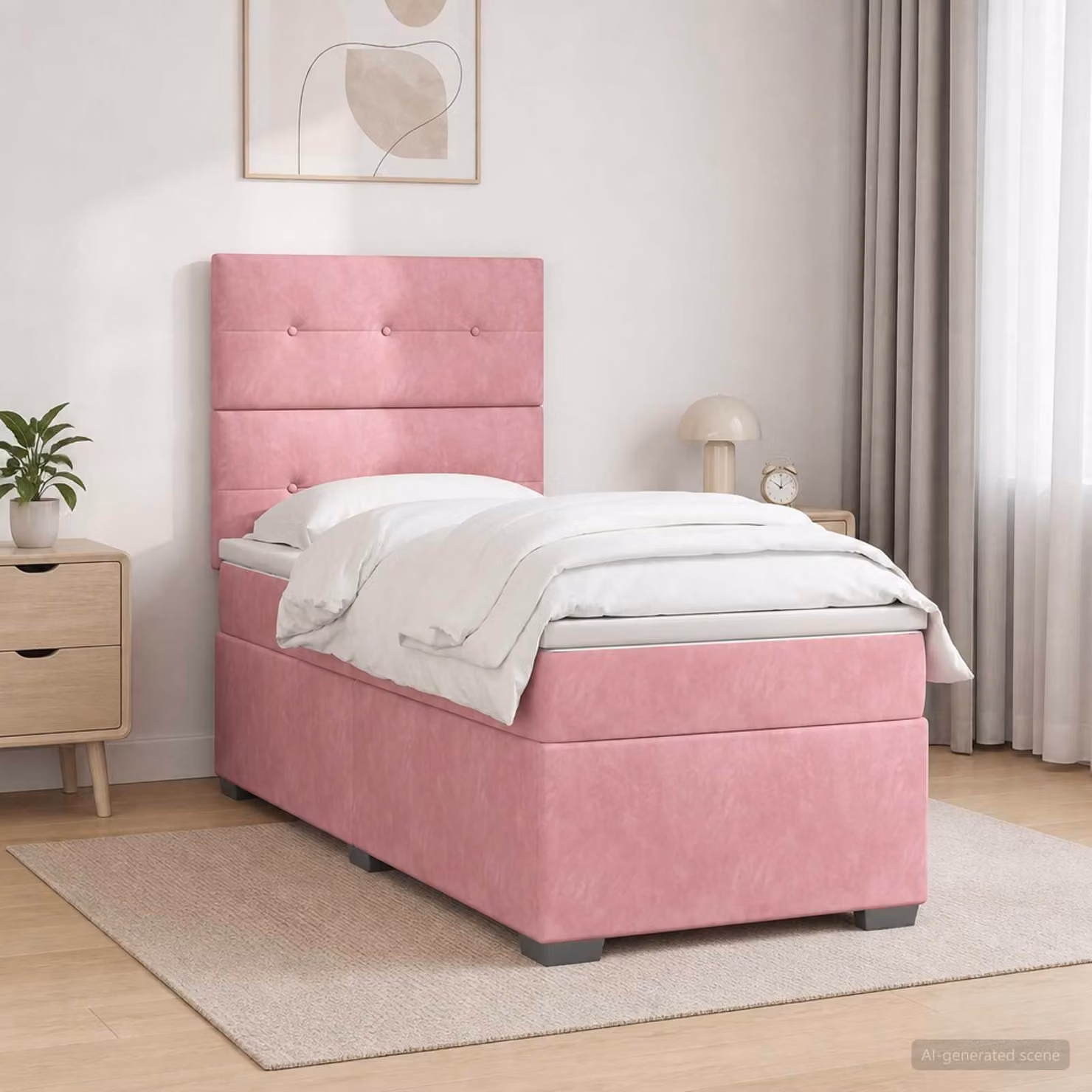 Maison Exclusive - Letto boxspring con materasso e testiera Rosa 90 x 200 cm in velluto