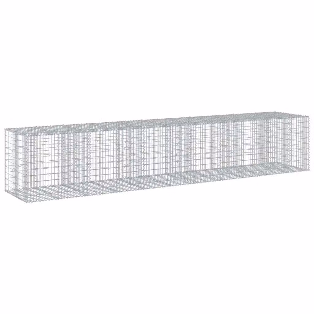 vidaXL Cesto Gabbione con Copertura in Ferro Zincato Grigio L: 550 cm, P: 100 cm, H: 100 cm – 2