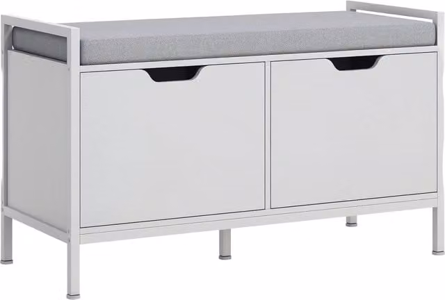 Panca Scarpiera Minimal con Sedile e Ripiani Bianca L: 84 cm, P: 35 cm, H: 50 cm
