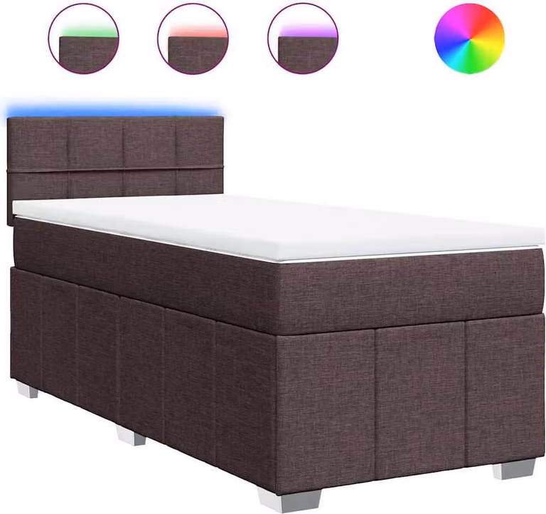 Giroletto a Molle con Materasso Marrone Scuro 90x200 cm Tessuto
