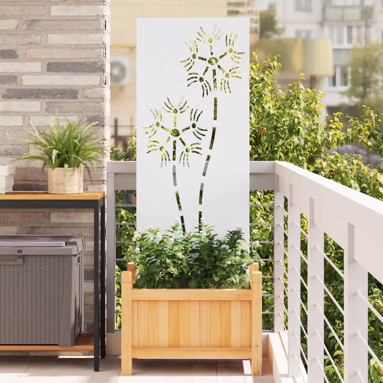 Paravento per privacy da giardino vidaXL in acciaio bianco, L 50 cm x H 140 cm