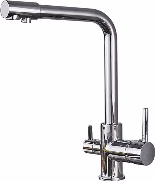 Rubinetto da cucina per la pulizia, realizzato in ottone, con due manopole e finitura cromata