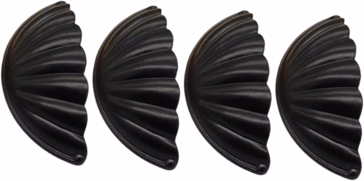 Quattro pomelli vintage in stile conchiglia, realizzati in lega, adatti per mobili e armadietti, maniglie per cucina in classico colore nero