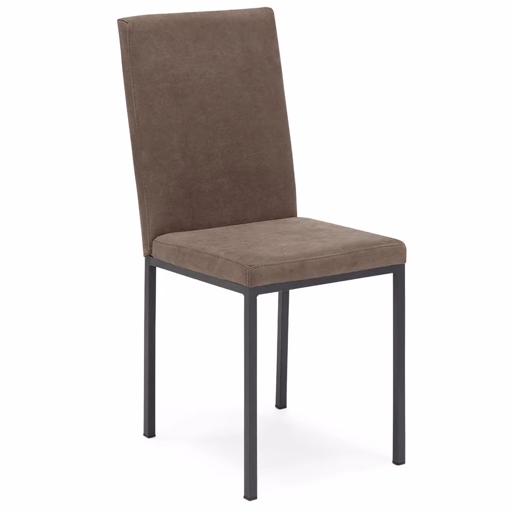 Set di 2 sedie imbottite Redokasa LICYA PLUS in tessuto scamosciato marrone con struttura in metallo, design moderno per sala da pranzo, soggiorno o ufficio – 2