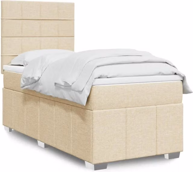 Giroletto a Molle con Materasso Crema 100x200 cm in Tessuto 3293884
