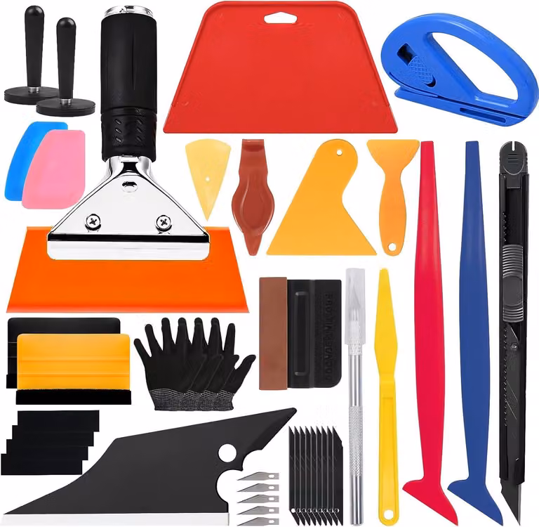 Kit di strumenti per l'applicazione di pellicole adesive per auto, composto da 37 pezzi, inclusi 12 spatole, ideale per il wrapping automobilistico