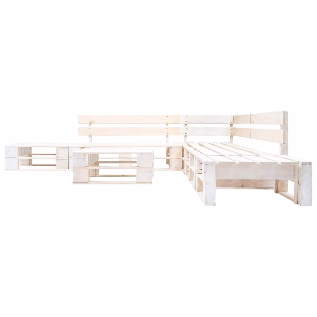 vidaXL set salotto pallet 6 pezzi legno bianco