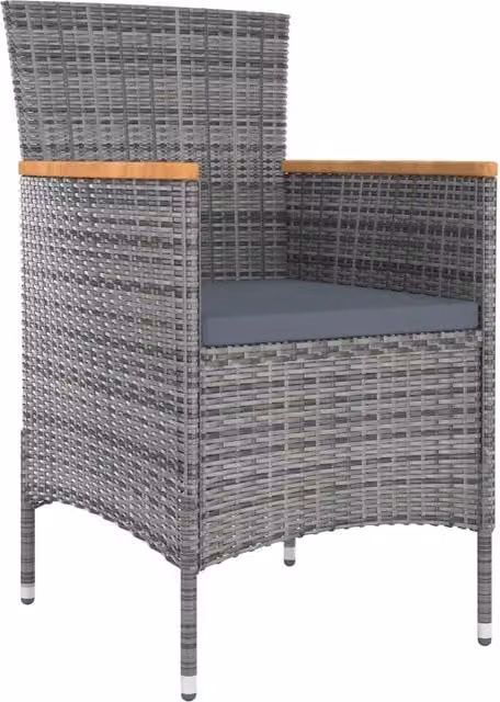 Set di 4 sedie da giardino vidaXL in polyrattan grigio con struttura in legno di acacia e metallo