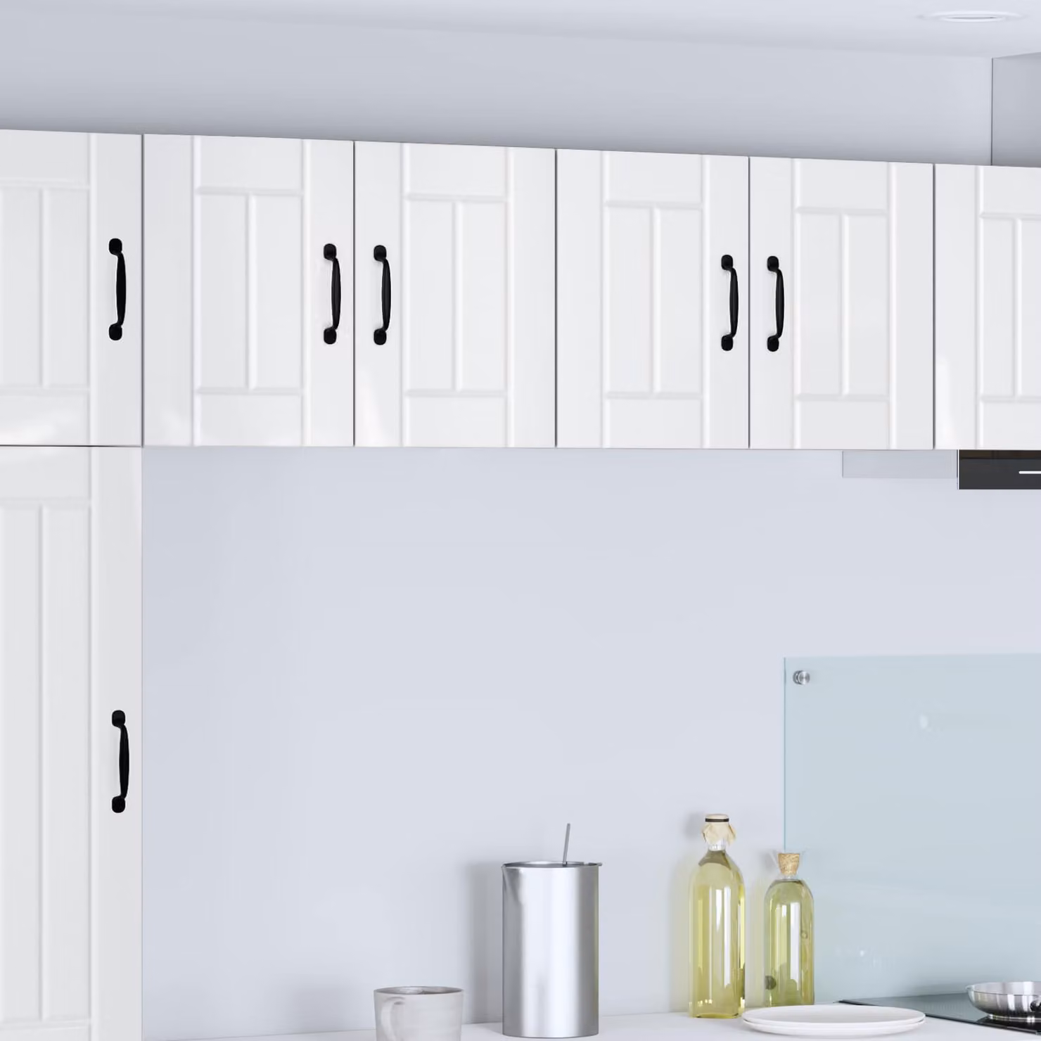 Set di 2 armadietti da muro LUCCA vidaXL bianchi lucidi in MDF per cucina