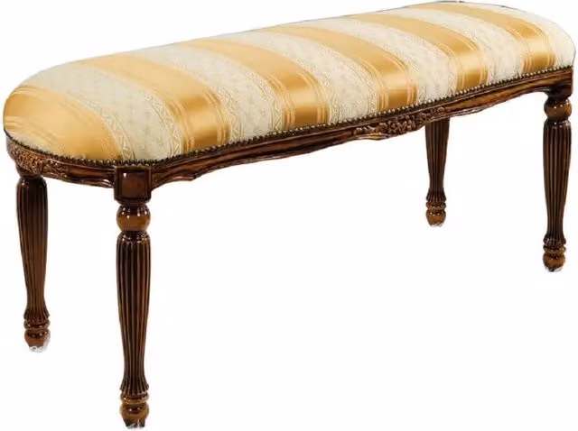 Panca imbottita in legno di faggio con decorazioni a righe Mobili 2G L: 112 cm, P: 41 cm, H: 52 cm – 2