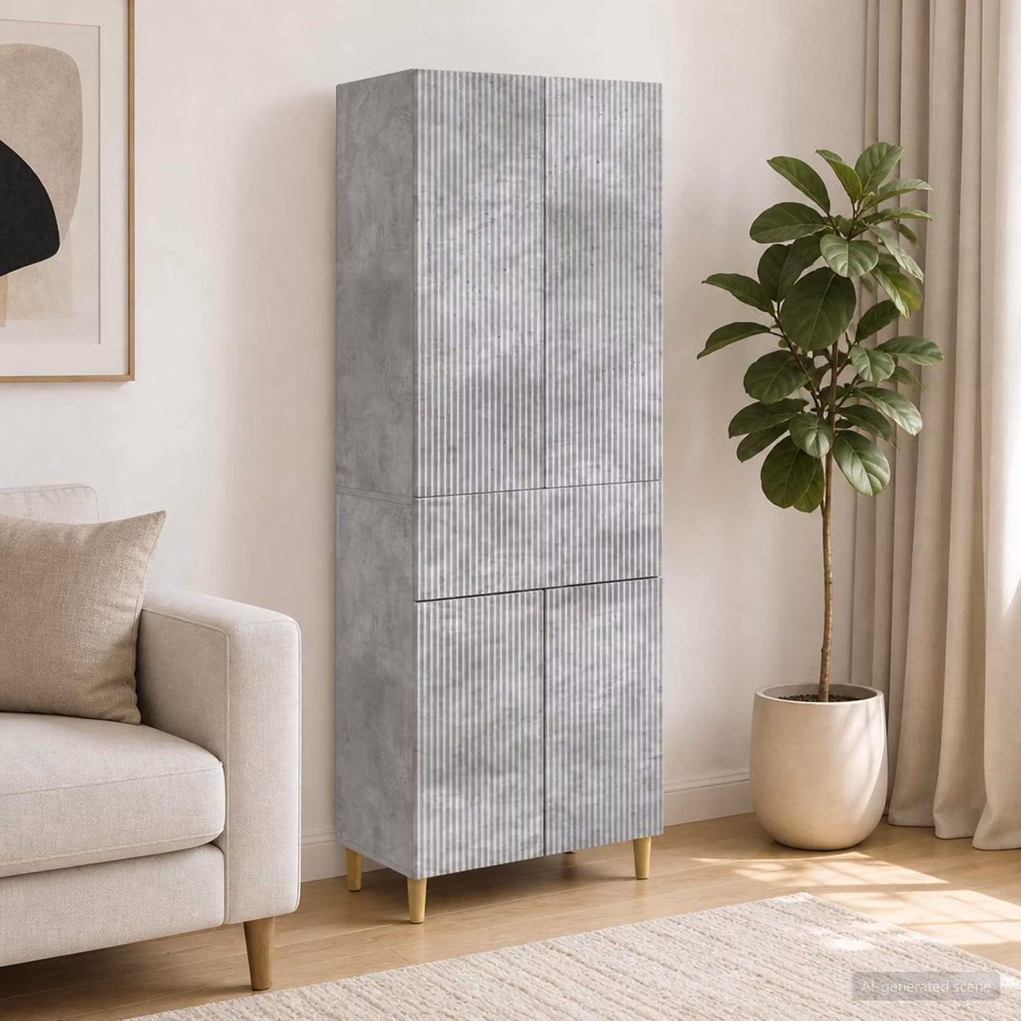 Set di mobili da soggiorno moderno vidaXL composto da mobile basso e pensile in MDF Grigio opaco L/P/H: 90,0 x 34,5 x 66,0 cm e 48,09 x 2,0 x 2,0 cm