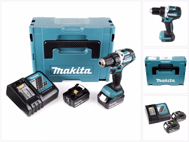 Trapano avvitatore a batteria Makita DDF 484 RFJ brushless 18V 54Nm + 2x batterie ricaricabili 3.0Ah + caricabatterie in Makpac