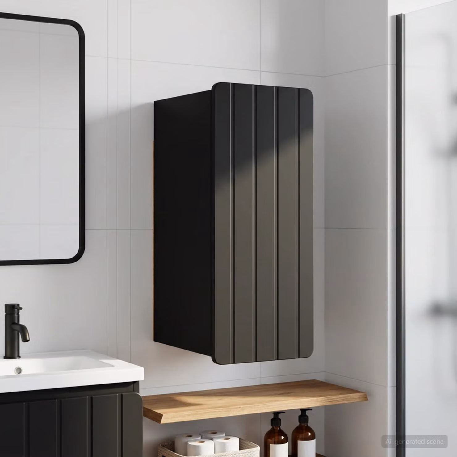 Armadio da bagno a muro vidaXL ZWOLLE Nero L: 30 cm, P: 31 cm, H: 63 cm