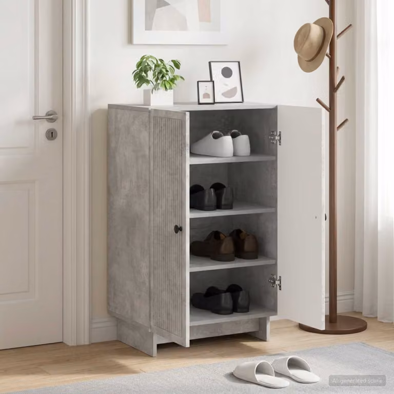Mobile porta scarpe moderno vidaXL in MDF e metallo, L/P/H: 59,5 x 39,5 x 90 cm, nero o grigio