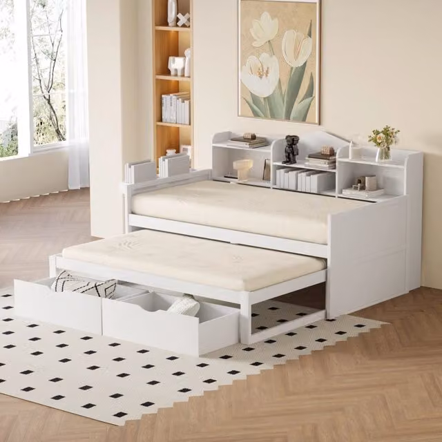 letto in legno bianco 110 x 204.6 cm