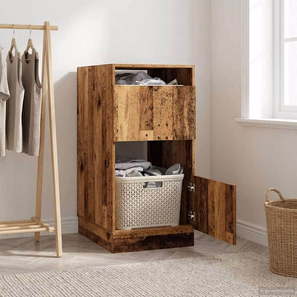 Mobile da lavanderia e bagno vidaXL con ante a battente in legno vecchio, marrone e grigio, L/P/H: 50 x 68 x 102 cm