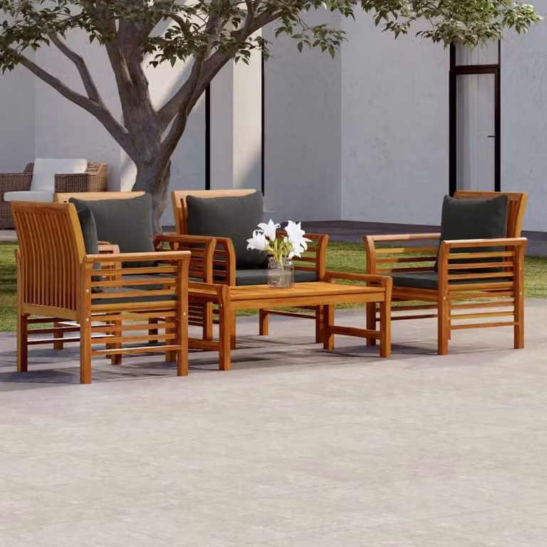 Maison Exclusive - Set da giardino 5 pezzi con cuscini in legno massello di acacia