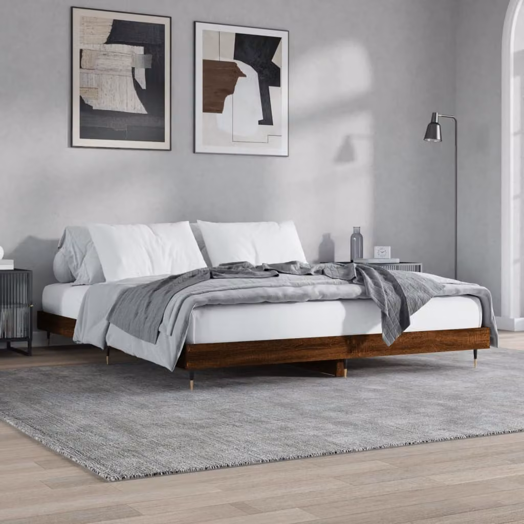 Giroletto senza materasso vidaXL in rovere marrone con doghe in legno 200x200 cm – 1