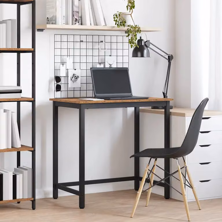 Scrivania moderna vidaXL in legno e metallo marrone L: 100 cm, P: 50 cm, H: 76,5 cm